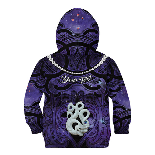Personalised Maori Matariki Manaia Waiporoporo Kid Hoodie Maori Kowhaiwhai Pattern Galaxy