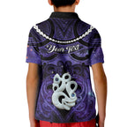 Personalised Maori Matariki Manaia Waiporoporo Kid Polo Shirt Maori Kowhaiwhai Pattern Galaxy