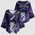 Personalised Maori Matariki Manaia Waiporoporo Kimono Sleeve Blouse Maori Kowhaiwhai Pattern Galaxy