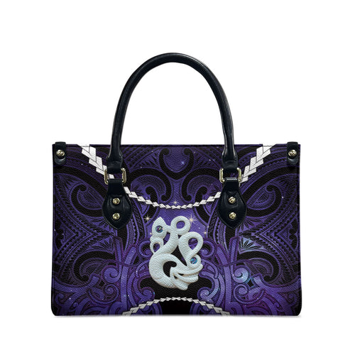 Maori Matariki Manaia Waiporoporo Leather Bag Maori Kowhaiwhai Pattern Galaxy