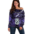Personalised Maori Matariki Manaia Waiporoporo Off Shoulder Sweater Maori Kowhaiwhai Pattern Galaxy