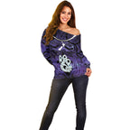 Personalised Maori Matariki Manaia Waiporoporo Off Shoulder Sweater Maori Kowhaiwhai Pattern Galaxy