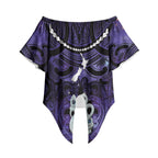 Personalised Maori Matariki Manaia Waiporoporo Off Shoulder Wrap Waist Top Maori Kowhaiwhai Pattern Galaxy
