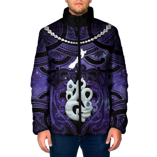 Personalised Maori Matariki Manaia Waiporoporo Padded Jacket Maori Kowhaiwhai Pattern Galaxy
