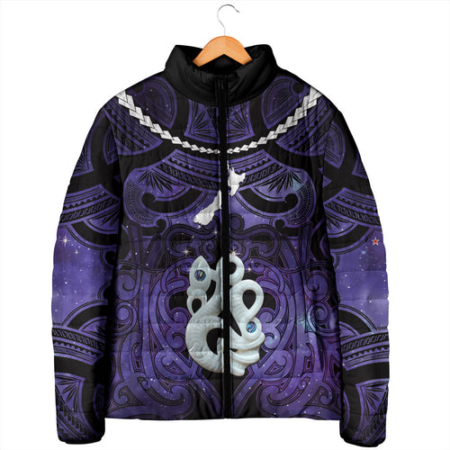 Personalised Maori Matariki Manaia Waiporoporo Padded Jacket Maori Kowhaiwhai Pattern Galaxy