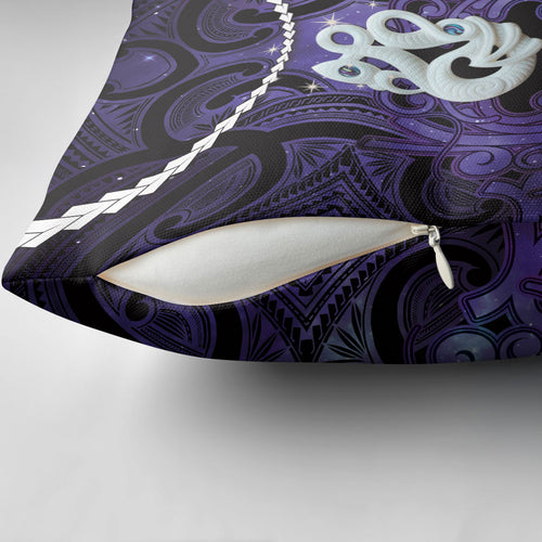 Maori Matariki Manaia Waiporoporo Pillow Cover Maori Kowhaiwhai Pattern Galaxy