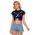Personalised Maori Matariki Manaia Waiporoporo Raglan Cropped T Shirt Maori Kowhaiwhai Pattern Galaxy