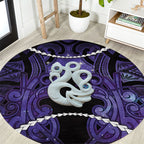 Maori Matariki Manaia Waiporoporo Round Carpet Maori Kowhaiwhai Pattern Galaxy