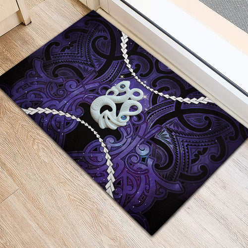Maori Matariki Manaia Waiporoporo Rubber Doormat Maori Kowhaiwhai Pattern Galaxy