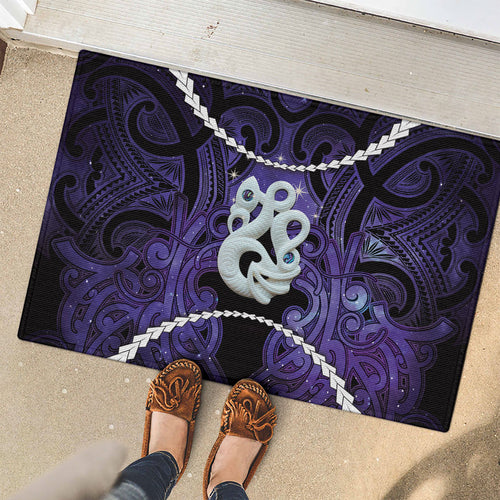 Maori Matariki Manaia Waiporoporo Rubber Doormat Maori Kowhaiwhai Pattern Galaxy