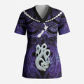 Personalised Maori Matariki Manaia Waiporoporo Scrub Top Maori Kowhaiwhai Pattern Galaxy