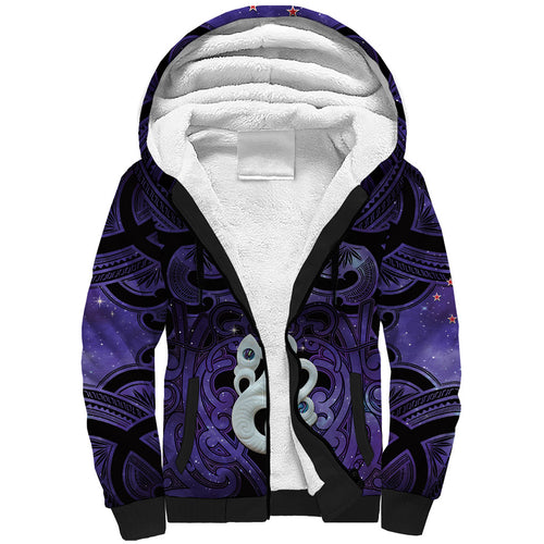 Personalised Maori Matariki Manaia Waiporoporo Sherpa Hoodie Maori Kowhaiwhai Pattern Galaxy