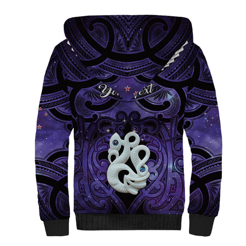 Personalised Maori Matariki Manaia Waiporoporo Sherpa Hoodie Maori Kowhaiwhai Pattern Galaxy