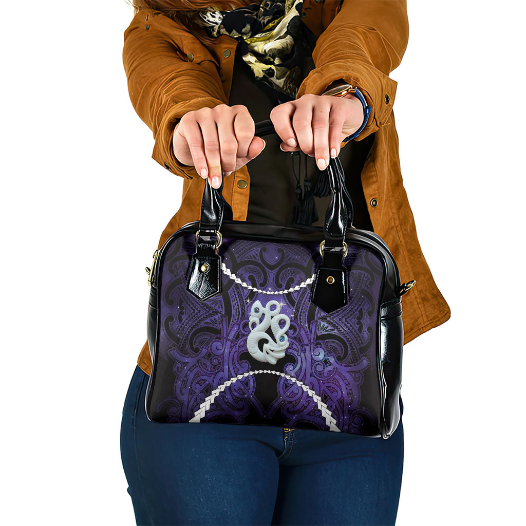 Maori Matariki Manaia Waiporoporo Shoulder Handbag Maori Kowhaiwhai Pattern Galaxy