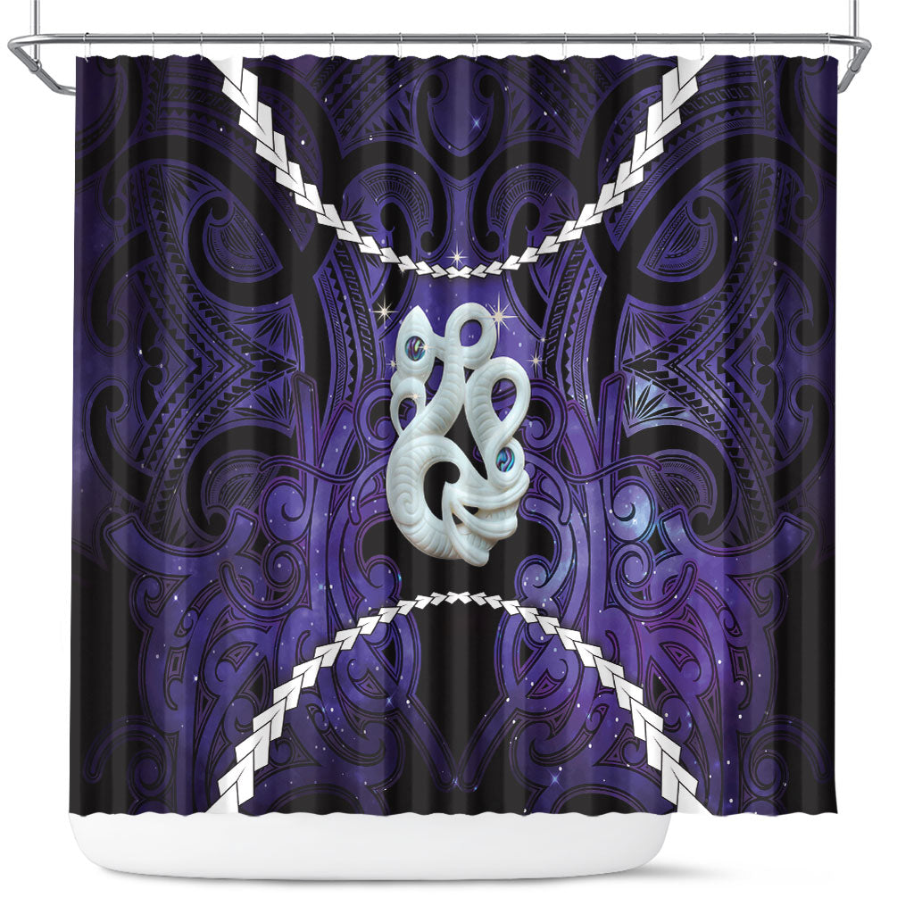 Maori Matariki Manaia Waiporoporo Shower Curtain Maori Kowhaiwhai Pattern Galaxy