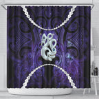 Maori Matariki Manaia Waiporoporo Shower Curtain Maori Kowhaiwhai Pattern Galaxy