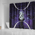 Maori Matariki Manaia Waiporoporo Shower Curtain Maori Kowhaiwhai Pattern Galaxy