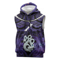 Personalised Maori Matariki Manaia Waiporoporo Sleeveless Hoodie Maori Kowhaiwhai Pattern Galaxy