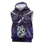 Personalised Maori Matariki Manaia Waiporoporo Sleeveless Hoodie Maori Kowhaiwhai Pattern Galaxy