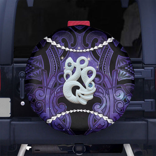 Maori Matariki Manaia Waiporoporo Spare Tire Cover Maori Kowhaiwhai Pattern Galaxy