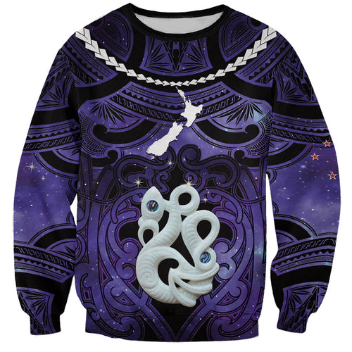 Personalised Maori Matariki Manaia Waiporoporo Sweatshirt Maori Kowhaiwhai Pattern Galaxy