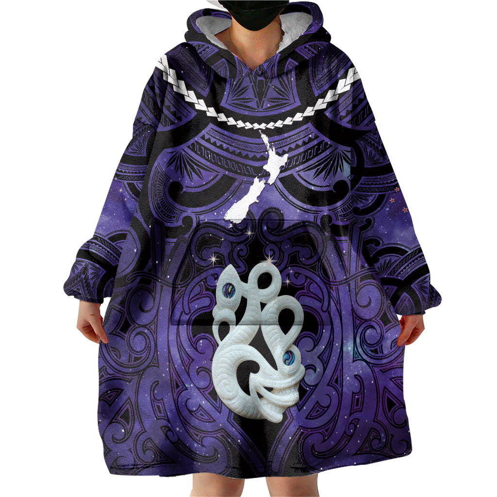 Personalised Maori Matariki Manaia Waiporoporo Wearable Blanket Hoodie Maori Kowhaiwhai Pattern Galaxy