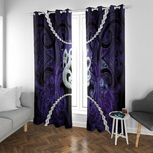 Maori Matariki Manaia Waiporoporo Window Curtain Maori Kowhaiwhai Pattern Galaxy