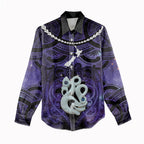 Personalised Maori Matariki Manaia Waiporoporo Women Casual Shirt Maori Kowhaiwhai Pattern Galaxy
