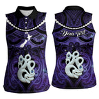 Personalised Maori Matariki Manaia Waiporoporo Women Sleeveless Polo Shirt Maori Kowhaiwhai Pattern Galaxy
