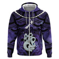Personalised Maori Matariki Manaia Waiporoporo Zip Hoodie Maori Kowhaiwhai Pattern Galaxy