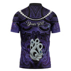 Personalised Maori Matariki Manaia Waiporoporo Zipper Polo Shirt Maori Kowhaiwhai Pattern Galaxy