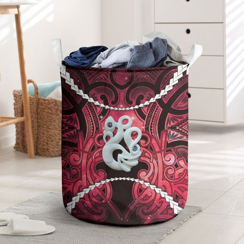 Maori Matariki Manaia Whero Laundry Basket Maori Kowhaiwhai Pattern Galaxy
