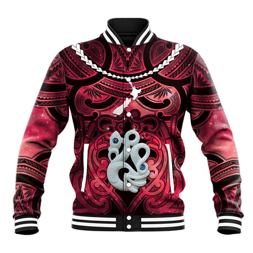 Personalised Maori Matariki Manaia Whero Baseball Jacket Maori Kowhaiwhai Pattern Galaxy