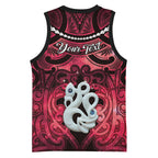Personalised Maori Matariki Manaia Whero Basketball Jersey Maori Kowhaiwhai Pattern Galaxy