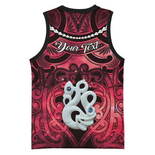 Personalised Maori Matariki Manaia Whero Basketball Jersey Maori Kowhaiwhai Pattern Galaxy