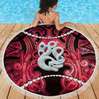 Maori Matariki Manaia Whero Beach Blanket Maori Kowhaiwhai Pattern Galaxy