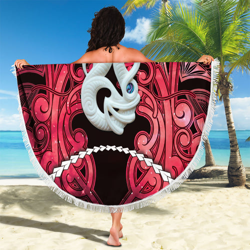 Maori Matariki Manaia Whero Beach Blanket Maori Kowhaiwhai Pattern Galaxy