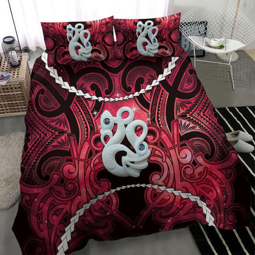 Maori Matariki Manaia Whero Bedding Set Maori Kowhaiwhai Pattern Galaxy