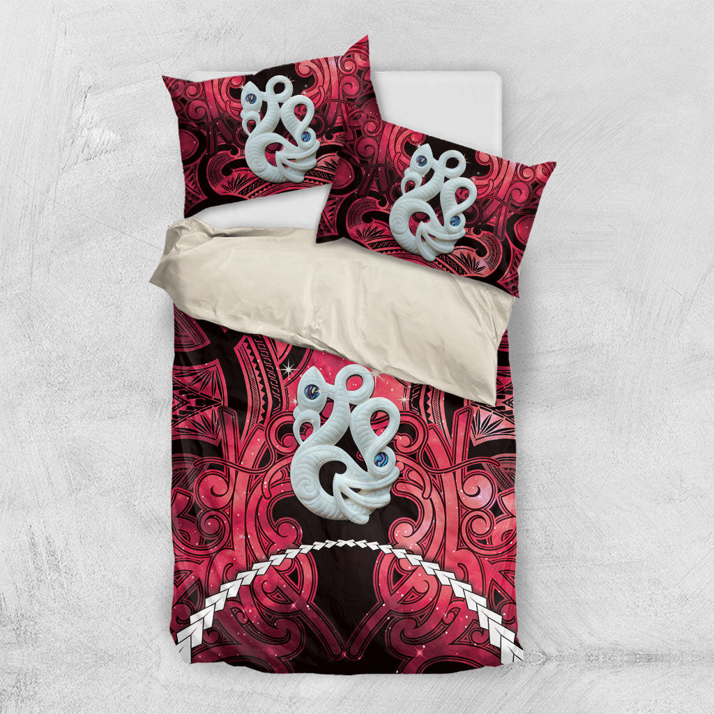 Maori Matariki Manaia Whero Bedding Set Maori Kowhaiwhai Pattern Galaxy