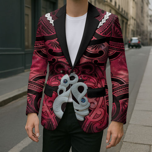 Personalised Maori Matariki Manaia Whero Blazer Maori Kowhaiwhai Pattern Galaxy