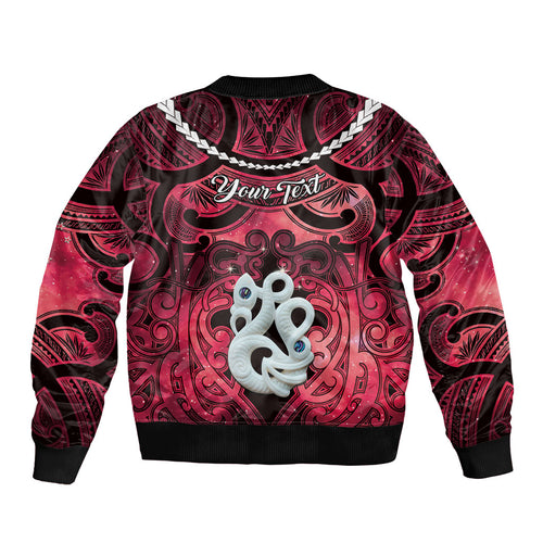Personalised Maori Matariki Manaia Whero Bomber Jacket Maori Kowhaiwhai Pattern Galaxy