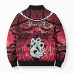 Personalised Maori Matariki Manaia Whero Bomber Puffer Jacket Maori Kowhaiwhai Pattern Galaxy