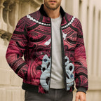 Personalised Maori Matariki Manaia Whero Bomber Puffer Jacket Maori Kowhaiwhai Pattern Galaxy