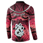 Personalised Maori Matariki Manaia Whero Button Sweatshirt Maori Kowhaiwhai Pattern Galaxy