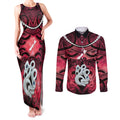 Personalised Maori Matariki Manaia Whero Couples Matching Tank Maxi Dress and Long Sleeve Button Shirt Maori Kowhaiwhai Pattern Galaxy