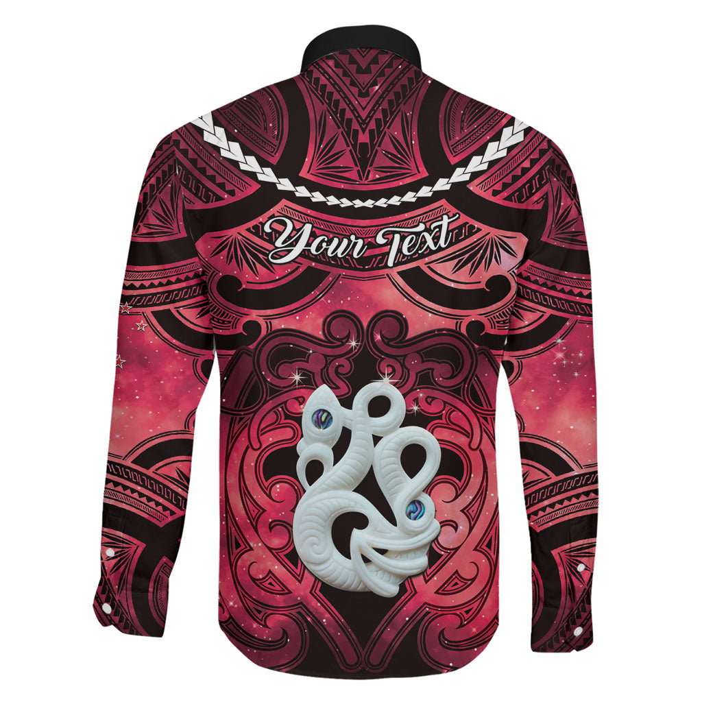 Personalised Maori Matariki Manaia Whero Family Matching Long Sleeve Bodycon Dress and Hawaiian Shirt Maori Kowhaiwhai Pattern Galaxy