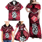 Personalised Maori Matariki Manaia Whero Family Matching Off Shoulder Maxi Dress and Hawaiian Shirt Maori Kowhaiwhai Pattern Galaxy