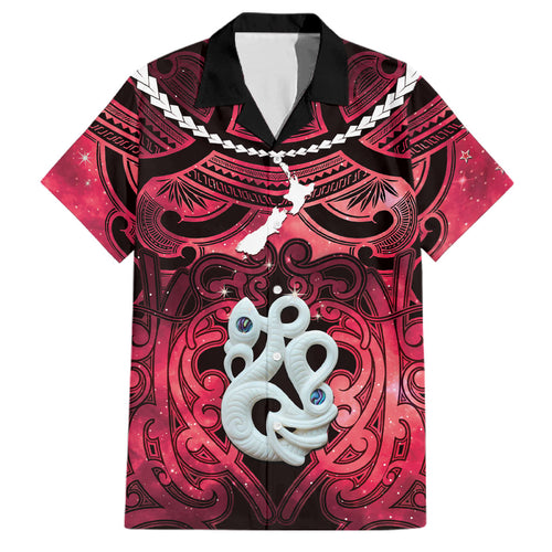 Personalised Maori Matariki Manaia Whero Family Matching Off Shoulder Maxi Dress and Hawaiian Shirt Maori Kowhaiwhai Pattern Galaxy