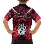 Personalised Maori Matariki Manaia Whero Family Matching Off Shoulder Short Dress and Hawaiian Shirt Maori Kowhaiwhai Pattern Galaxy