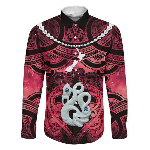 Personalised Maori Matariki Manaia Whero Family Matching Puletasi and Hawaiian Shirt Maori Kowhaiwhai Pattern Galaxy